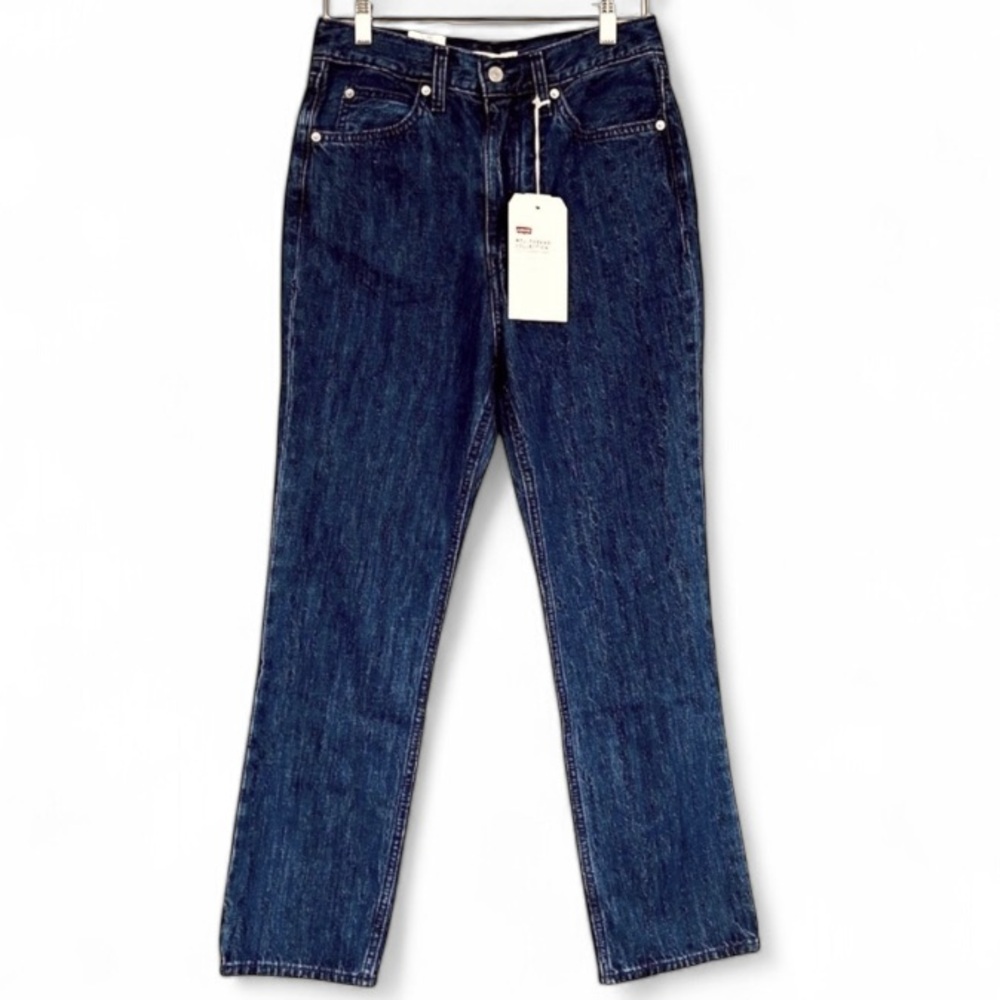 Levi’s 70s Ultra High Rise Slim Straight Leg Jeans Dark Wash Embroidered… - Picture 3 of 13